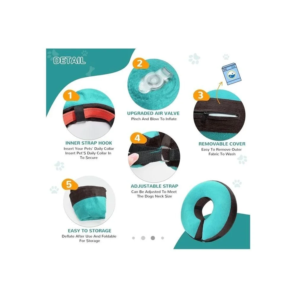 Dog Cone Alternative After Surgery, Inflatable Recovery Collar for Dogs size med